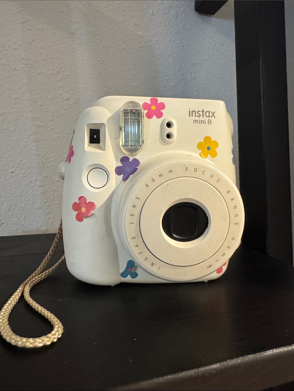 Fujifilm Instax Mini 8 White Instant Camera with Multicolor Floral Accents